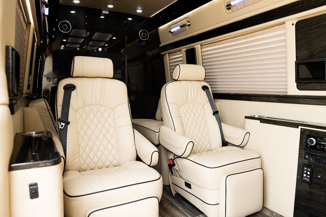 Premium van interior with leather seating